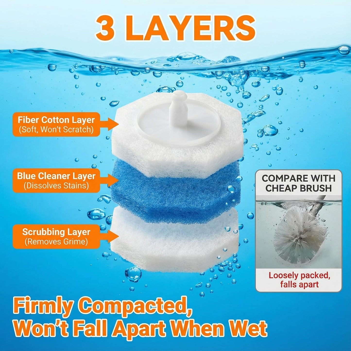 Disposable Toilet Wand Refills Compatible with Clorox, Deep Cleaning Push-Button Release Heads for Hygienic Bathroom Cleaning (30, count of 1)
