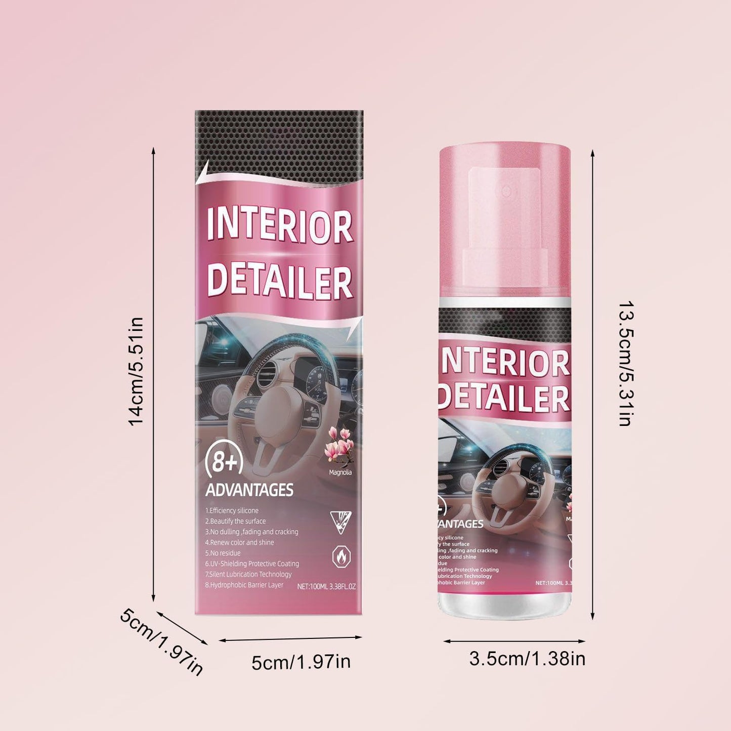 2pcs Car Interior Cleaner,Deep Cleaner Polishing, Large 15 Ounce Capacity Interior Detailer, Tire Cleaner, Suitable for Cleaning Rubber, leather Surfaces Inside the Car