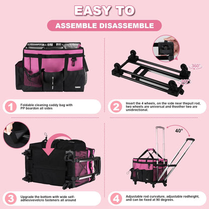 Extra-Large Wearable Cleaning Caddy With Detachable Divider,Cleaning Caddy For Cleaning Supplies Large Cleaning Supply Caddy With Adjustable Shoulder Strap & Waist Belt For Cleaners