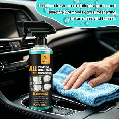 2Pcs All Purpose Degreaser for Car and House, Heavy-Duty Cleaning Spray For Car Interior and Exterior, Quick Stain Removal for Kitchen, Countertops, Appliances, Walls and Floor Surfaces, 120ml/4fl.oz