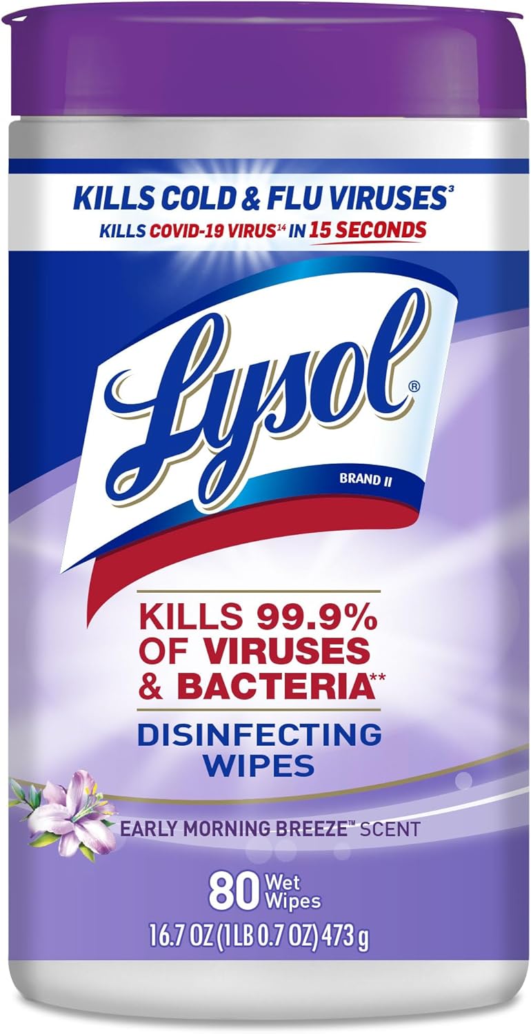 Lysol Disinfectant Wipes, Dorm Room Essentials, Multi-Surface Antibacterial Cleaning Wipes, For Disinfecting and Cleaning, Crisp Linen, 80 Count