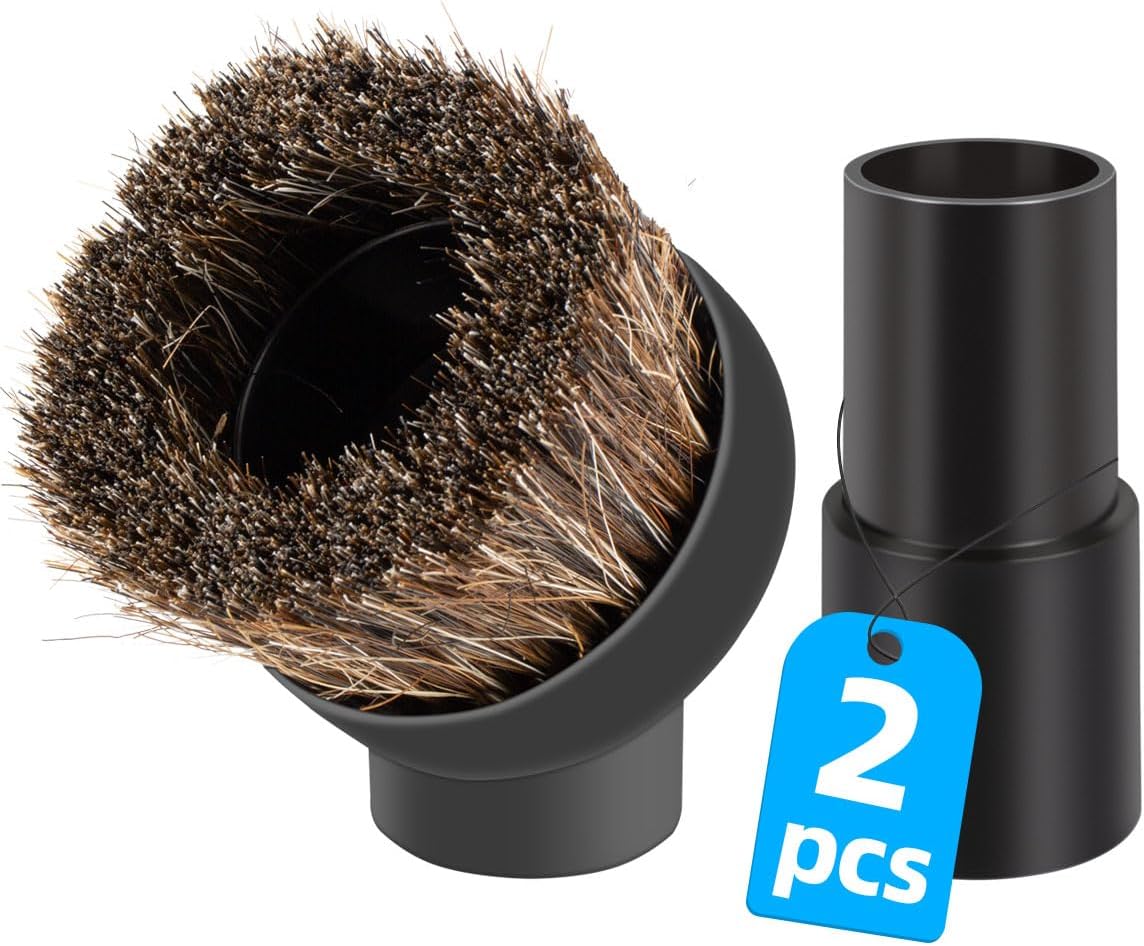 For Shark Vacuum Attachments, Round Horse Hair Vacuum Brush Attachment For Shark Vacuum Brush Attachment With 1-1/4” To 1-3/8” Adapter, For Dusting Car Seats & Upholstery, 3 Pack
