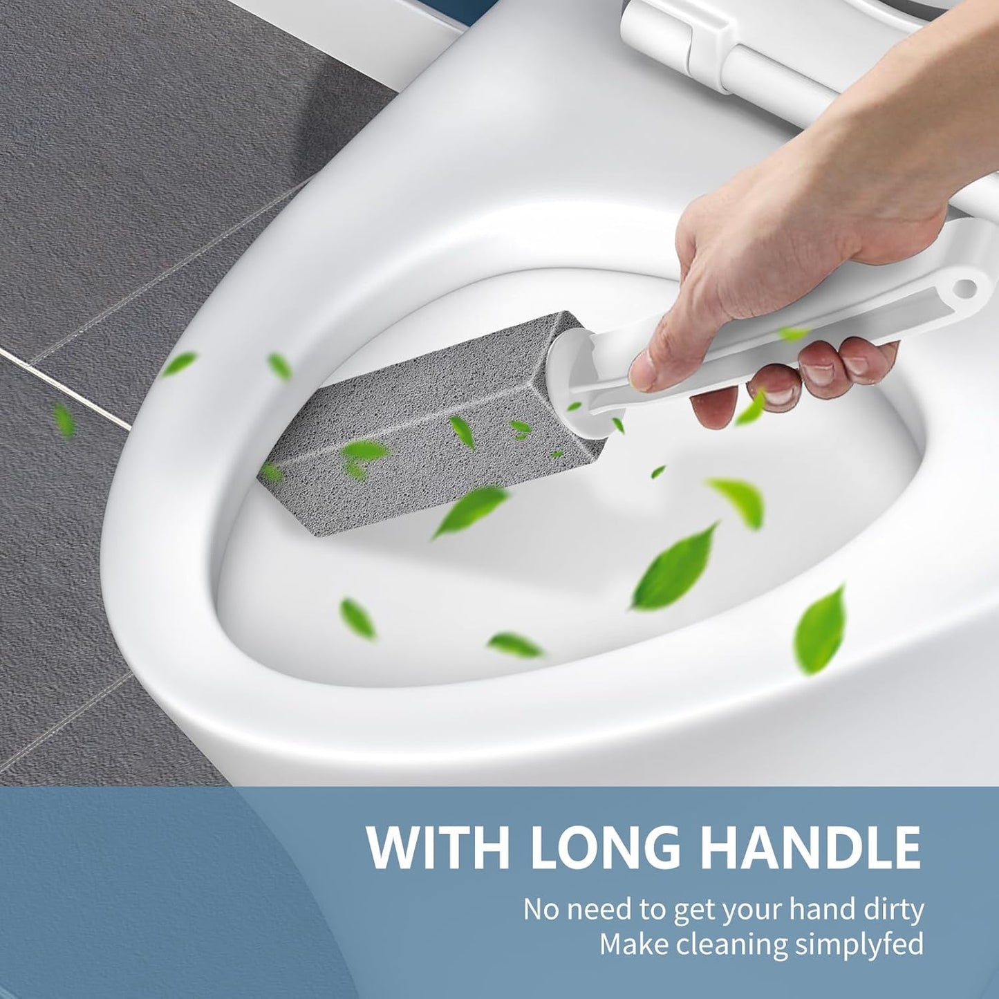 Laiyeoy Toilet Bowl Cleaner Pumice Stone -Hard Water Stain Remover with Ergonomic Handle, Powerfully Removes Toilet Bowl Rings，Rust &Lime，Ideal for Toilet Brush/BBQ Grills/Sink/Pool/Bathroom【2Pack】