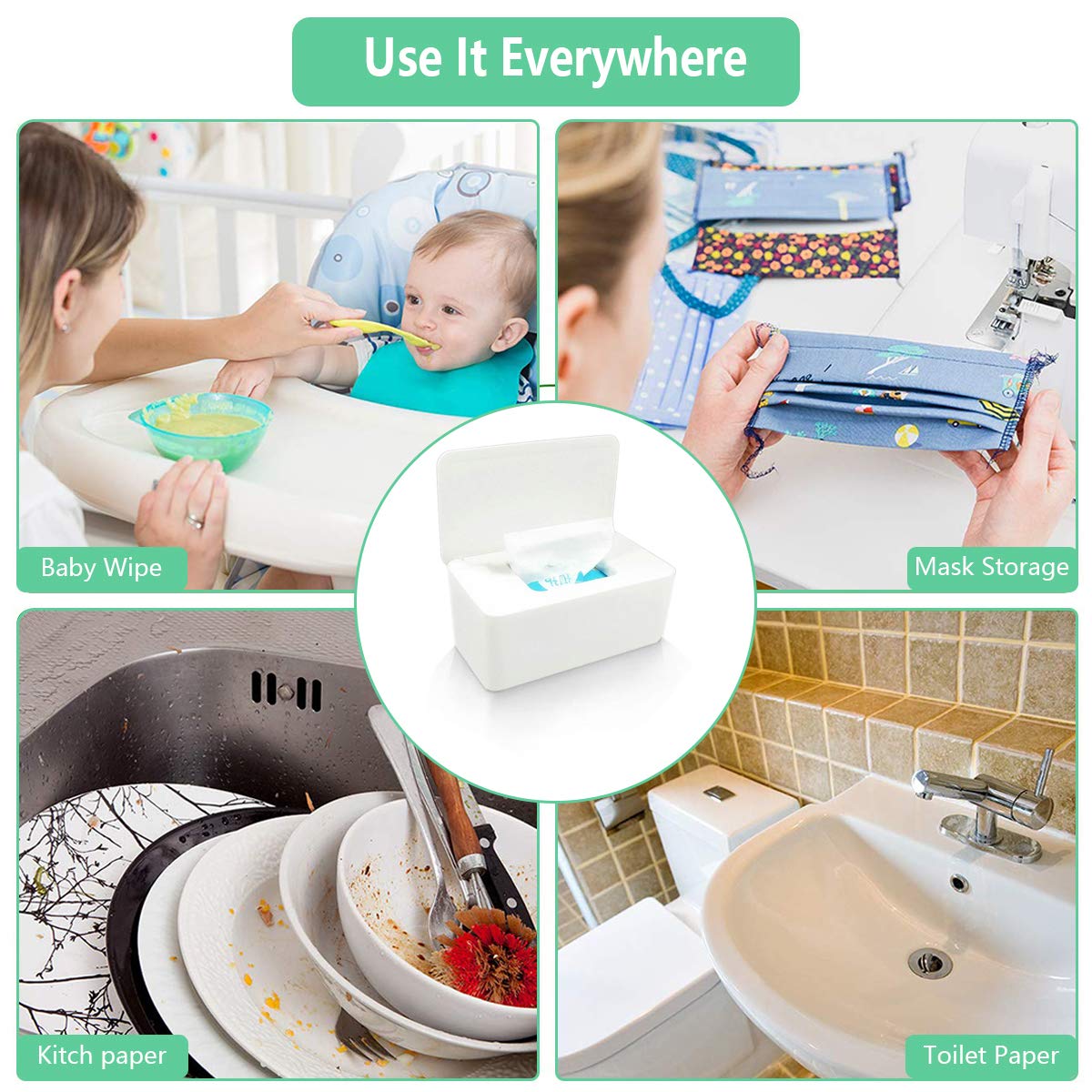 Moorfowl Baby Wipe Dispenser for Bathroom, Upgarde Design(8.2L x 4.9W x 3.9H inches), Minimalist Flushable Wipes Container for Home Car
