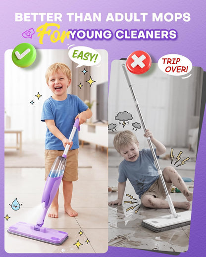 Toddler Spray Mop-Montessori Toys Mini Size Cleaning Mini Mop that Really Spray -Kid Pretend Play Toys Gift for Toddlers Girls Boys