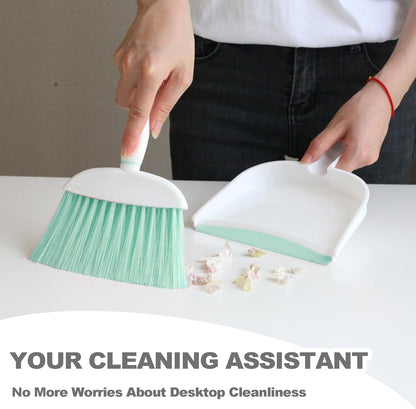 Mini Broom and Dustpan Set Small Broom with Dustpan Combo Set Portable Cleaning Tools for Home Office RV Learning Camping (White+Grey)
