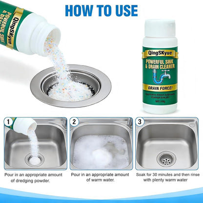 Sink and Drain Cleaner Powder : for Kitchen Bathroom Pipes and Floor sink Drains (2pack)