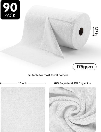 Fantasticlean Microfiber Cleaning Cloth Roll -40 Pack, Tear Away Microfiber Towels, 12" x 12", Reusable, Washable, Scratch Free, Ultra Absorbent Dishcloth for All-Around Cleaning Supplies (White)