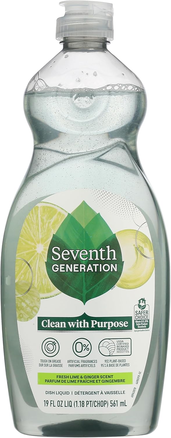 Seventh Generation Dish Liquid Soap Free & Clear liquid soap Pack of 6 Dishwashing Soap Dish Soap for sensitive skin 19 oz
