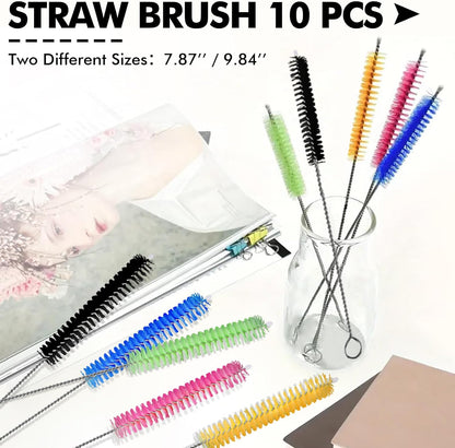 Straw Cleaner Brush 8PCS Long Straw Brushes Reusable Nylon Tube Brush Drinking Straw Cleaning Brush Set for Water Bottle, Straws, Tube, Flasks (8PCS Style 2)