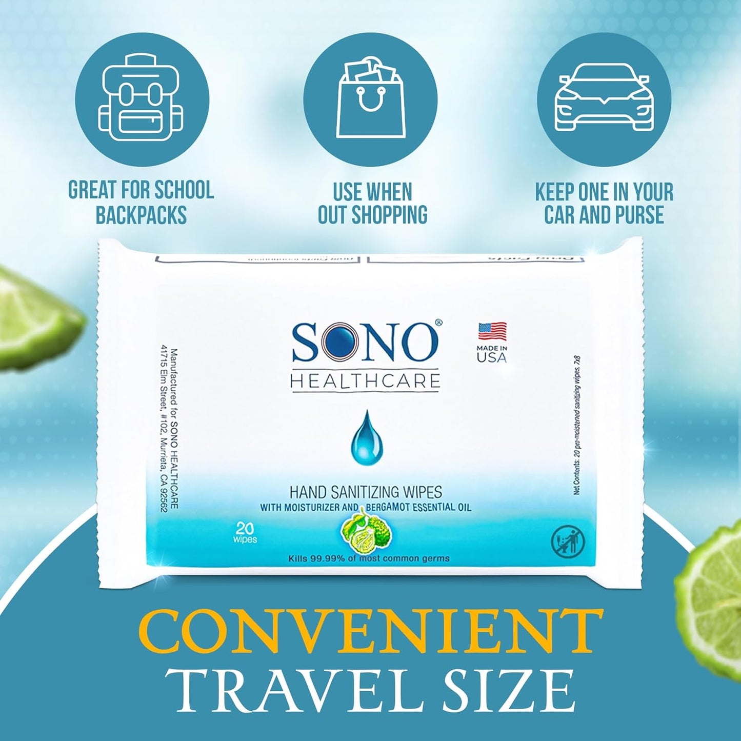SONO Disinfecting Wipes - Alcohol-Free, No Bleach, Medical-Grade I Multi-Surface Cleaning for Home, School, Office, Hospital, Gym I Gentle on Electronic Devices I Everyday Use I 80 CT