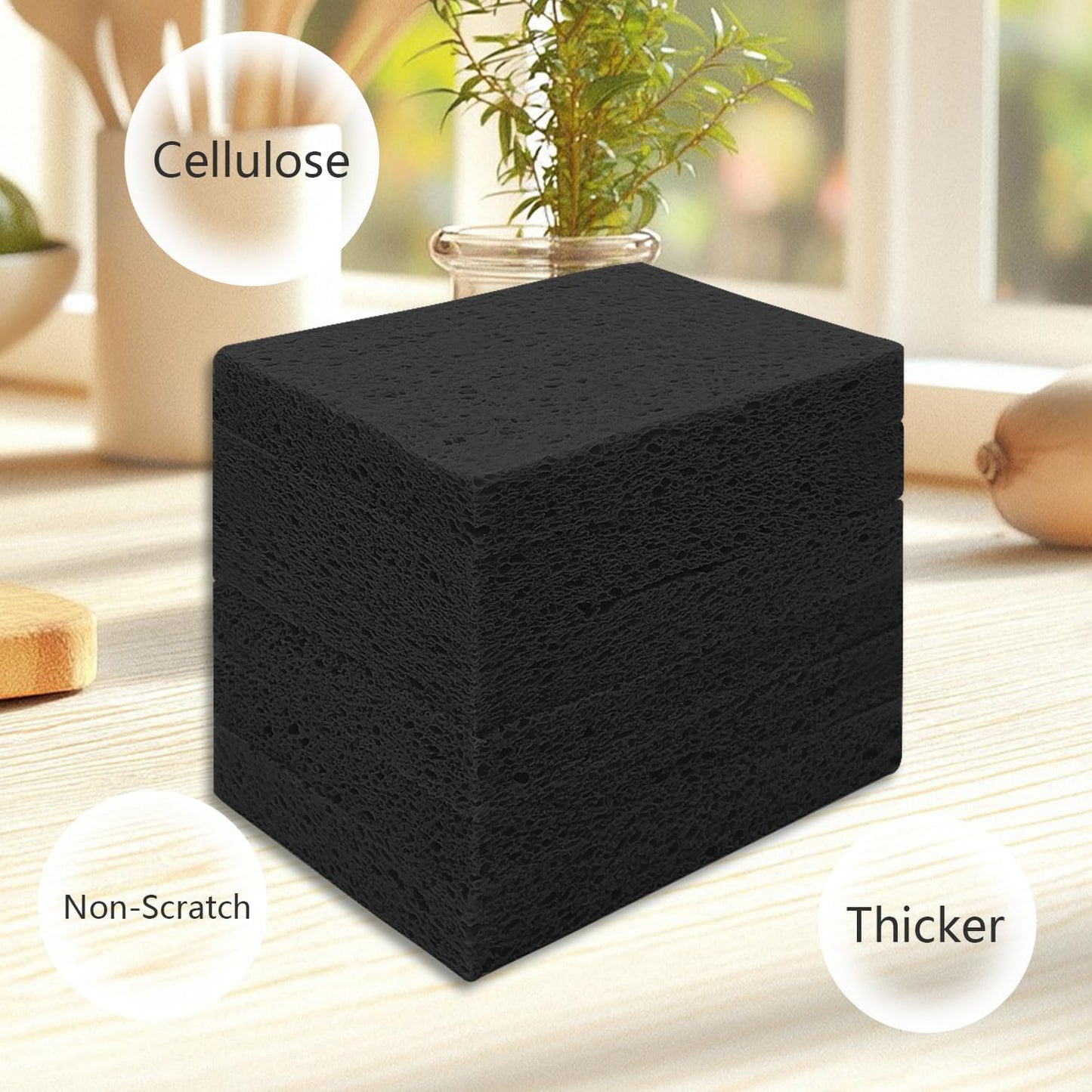 Cellulose Sponges, Large Size 4" x 6" x 1" - Heavy Duty Scrub Kitchen Sponge, Clean Tough Messes Without Scratching Kitchen Cleaning Pads, Pop Up Eco DIY (6 Pack), Green