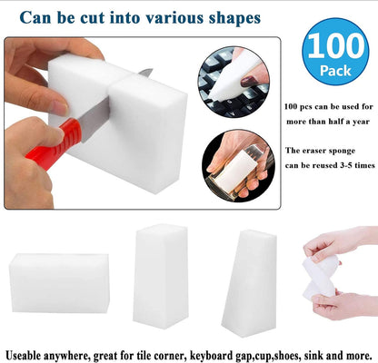 Magic Sponge Eraser Sheets, 52Pcs All-Purpose White Melamine Sponge Convex Point Disposable Magic Cleaning Wipes for Furniture Kitchenware, Hard-to-Reach Places, Shoe