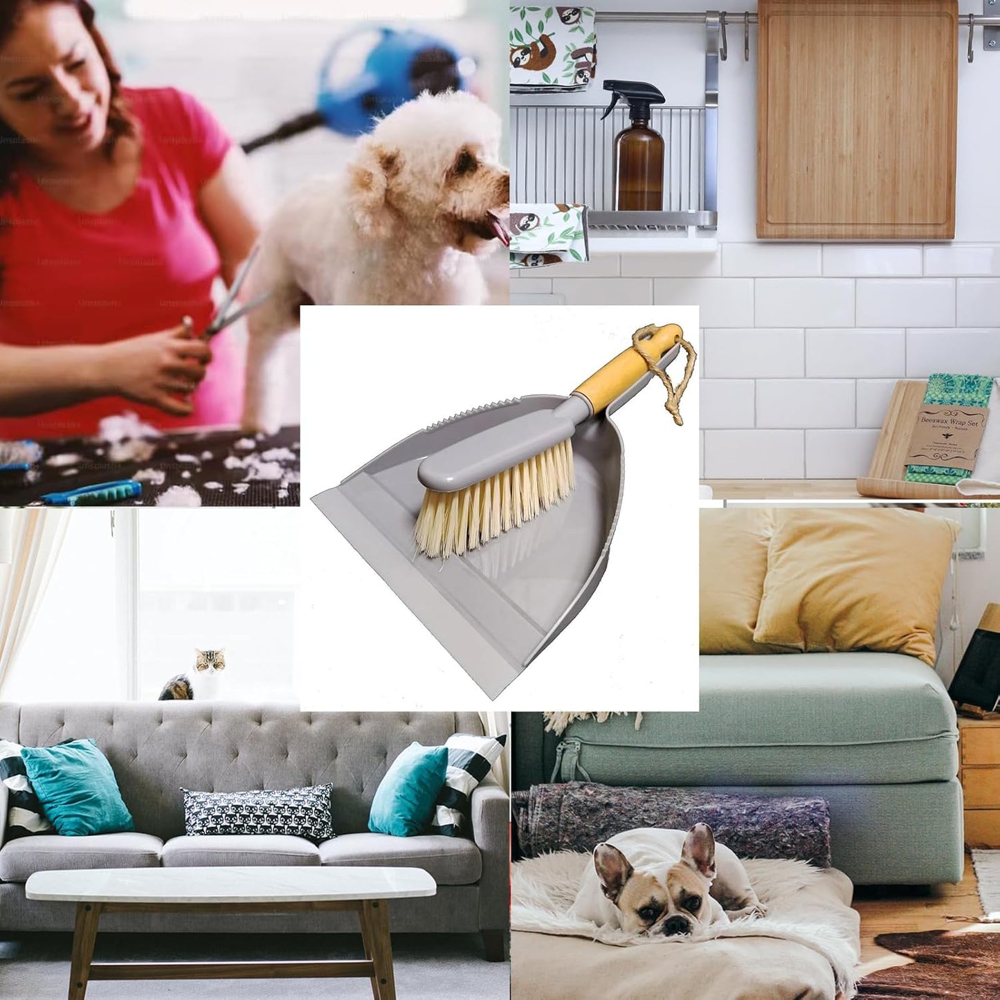 Mini Broom and Dustpan Set - Small Broom and Dustpan Set for Home, Camping Broom, Whisk Brooms Small(Gray Orange)
