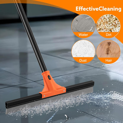 wlich Floor Squeegee Heavy Duty, 17 Inch Rubber Blade, 60 Inch Long Aluminum Handle, Multipurpose Cleaning Squeegee for Garage, Tile, Deck, Bathroom, Window, Glass