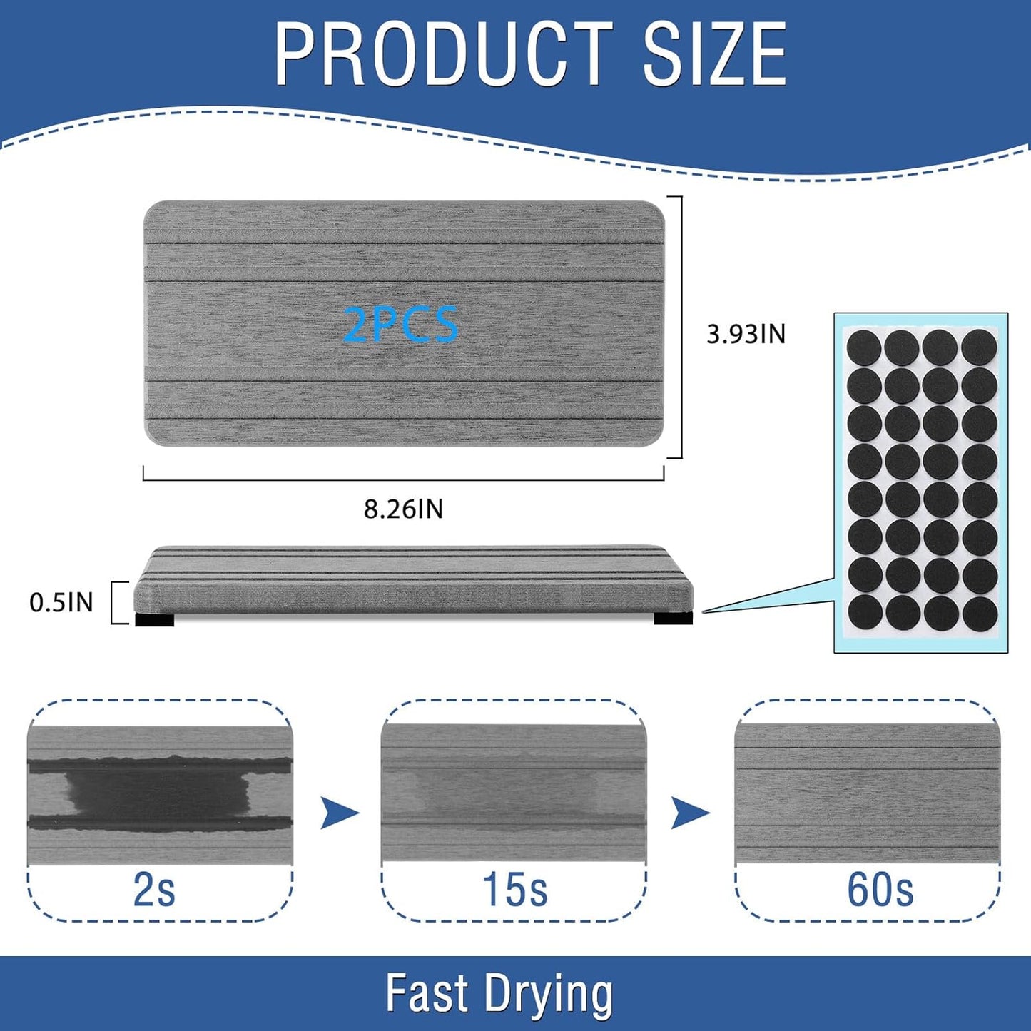 3PCS Water Absorbing Stone Tray, Fast Drying Stone Sink Tray, Stones Soap Trays, Water Absorbent Diatomite Trays, Diatomite Coasters for Kitchen Sink Bathroom Counter, Hand Soap Dish & Holders