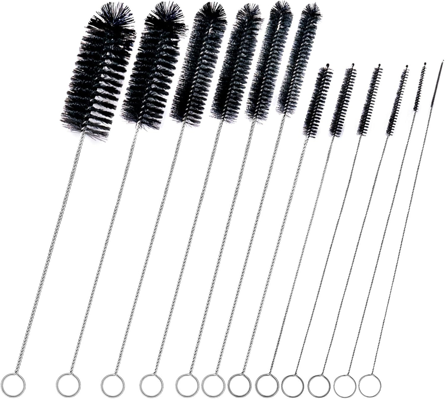Brush Family Straw Cleaner Brush Set,6 Piece 12" Long Pipe Tube Bottle Brushes for Cleaning Narrow Neck Bottles,Coffee Maker,Glass Cups