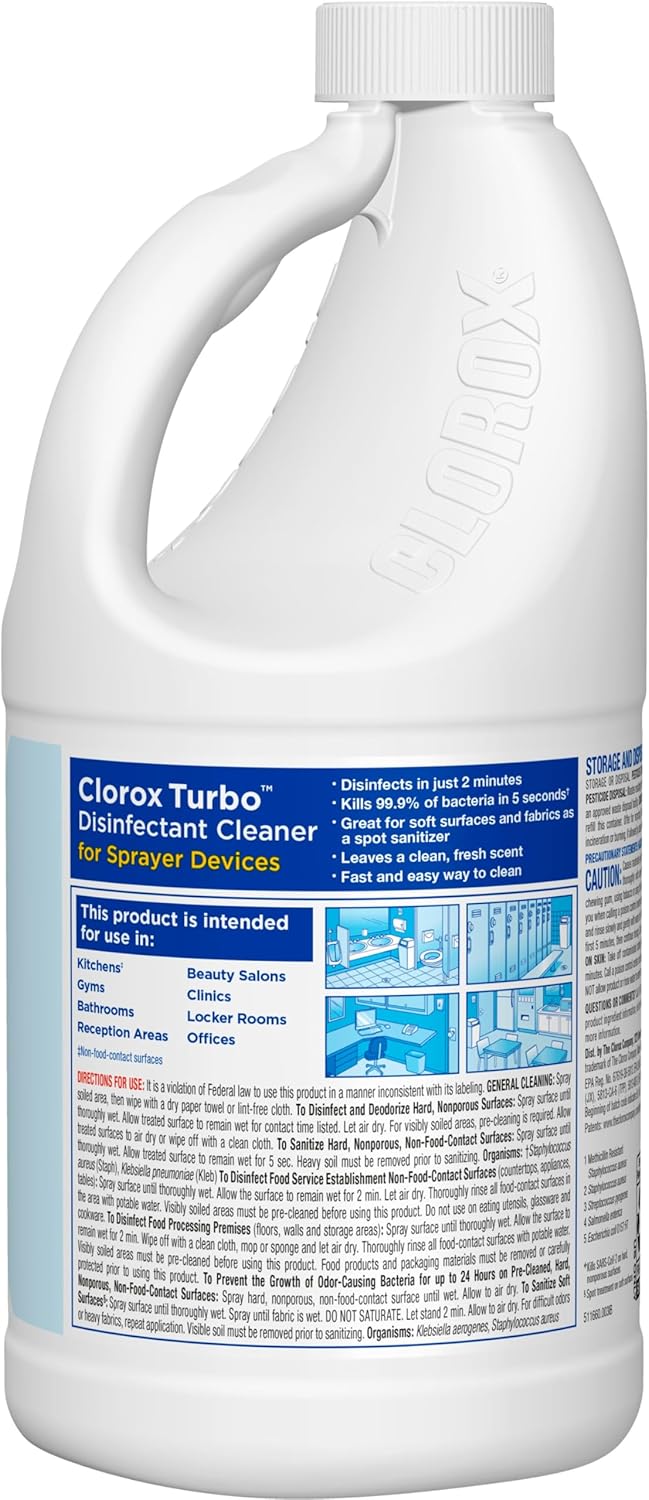 Turbo Disinfectant Cleaner for Sprayer Devices, Bleach-Free, Kills Cold and Flu Viruses and COVID-19 Virus, 64 Fluid Ounces