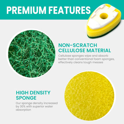 Dishwand with Refills, Dish Wand with Handle Replacement Sponge Heads, Non Scratch Soap Control Leak-Proof Dispenser Scrub,Heavy Duty Advanced Scrubber Brush Pads for Cleaning Dishes Sink Washing Tool