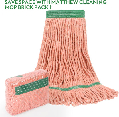 Matthew Cleaning Heavy Duty Mop Head Commercial Replacement for General and Floor Cleaning , Wet Industrial Blue Cotton Looped End String Head Refill (Pack of 6) Blue