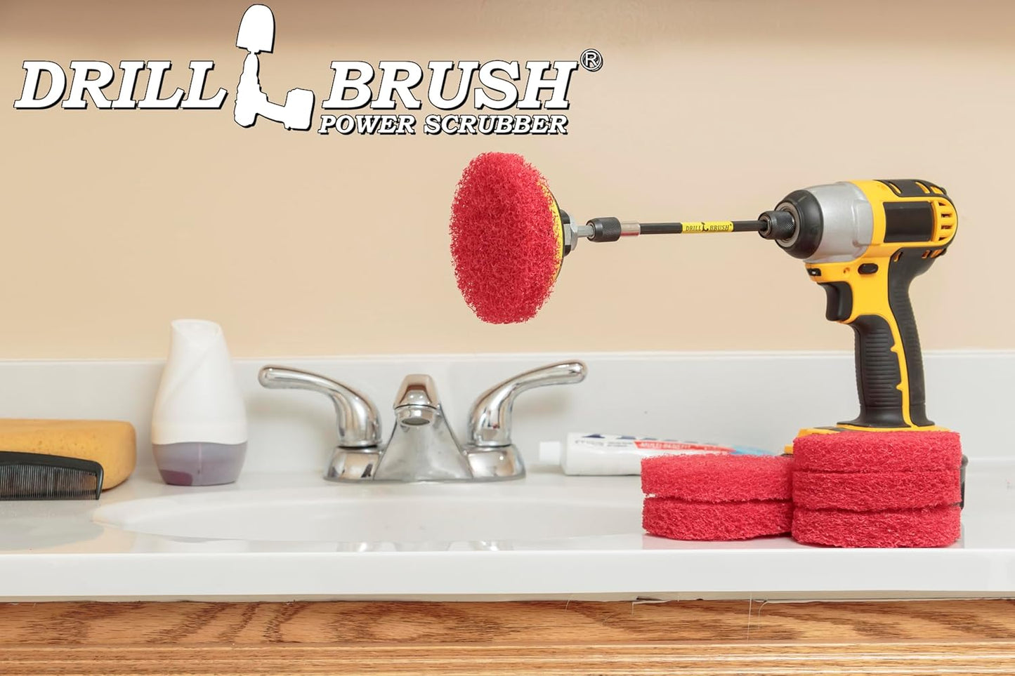 Drill Scrubber - Drill Brush Power Scrubber Pads - Bathroom - Drill Pad Attachments - Cleaning Pads - Shower Door - Baseboard - Bathroom Sink - Shower Cleaner - Flooring - Hard Water Stain Remover