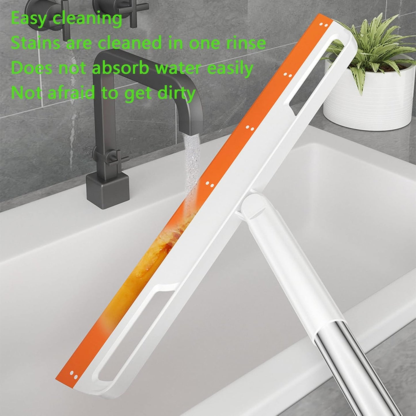Multifunction Rubber Air Broom, Silicone Floor Squeegee with 56" Long Handle, Rubber Sweeper, Air Broom for Floor Bathroom Kitchen Shower Tile Pet Hair Fur Marble Glass Water Window Foam Clean (Grey)