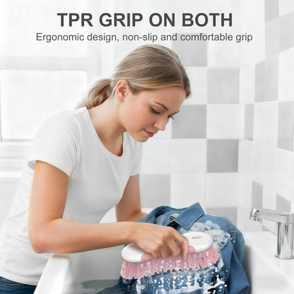SetSail Multi-Purpose Scrub Brush of 2 Pack, Stiff Bristles Cleaning Brush with Non-Slip Grip Heavy Duty Scrub Brushes for Cleaning Bathroom Kitchen Tile Bathtub Sink, Grey