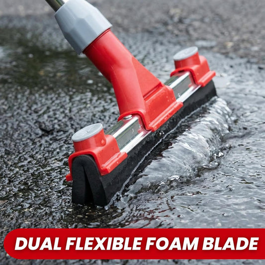 Heavy Duty Floor Squeegee for Concrete Floor – 17.3'' EVA Foam Blade with Built-in Towel Clip, 62'' Extendable Handle, Uneven Surface Floor Squeegee Broom for Garage, Window, Pool, Tile, Patio &Shower