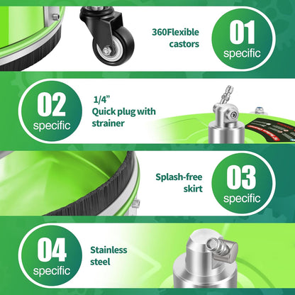 14" Pressure Washer Surface Cleaner with 4 Wheels - Stainless Steel Surface Cleaner for Pressure Washer Attachment for Concrete, Patio, Sidewalk, Deck and Driveways - PWS14