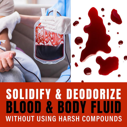 SMELLEZE Vomit Clean Up Powder & Blood Body Fluid Super Absorbent Solidifier Deodorizer: 2 lb. Instantly Absorb & Solidify Urine, Blood & Bio Waste for Medical, Tattoo & Pet Mess Cleanup