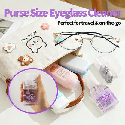 2-Pack Eye Glasses Cleaner Spray, Travel-Sized Screen Cleaning Kit with Touchscreen Mist for iPhone, Sunglasses, Computer, Laptop Screens, Phone Electronics with Eyeglass Cloth and Case Lid - Hatstart
