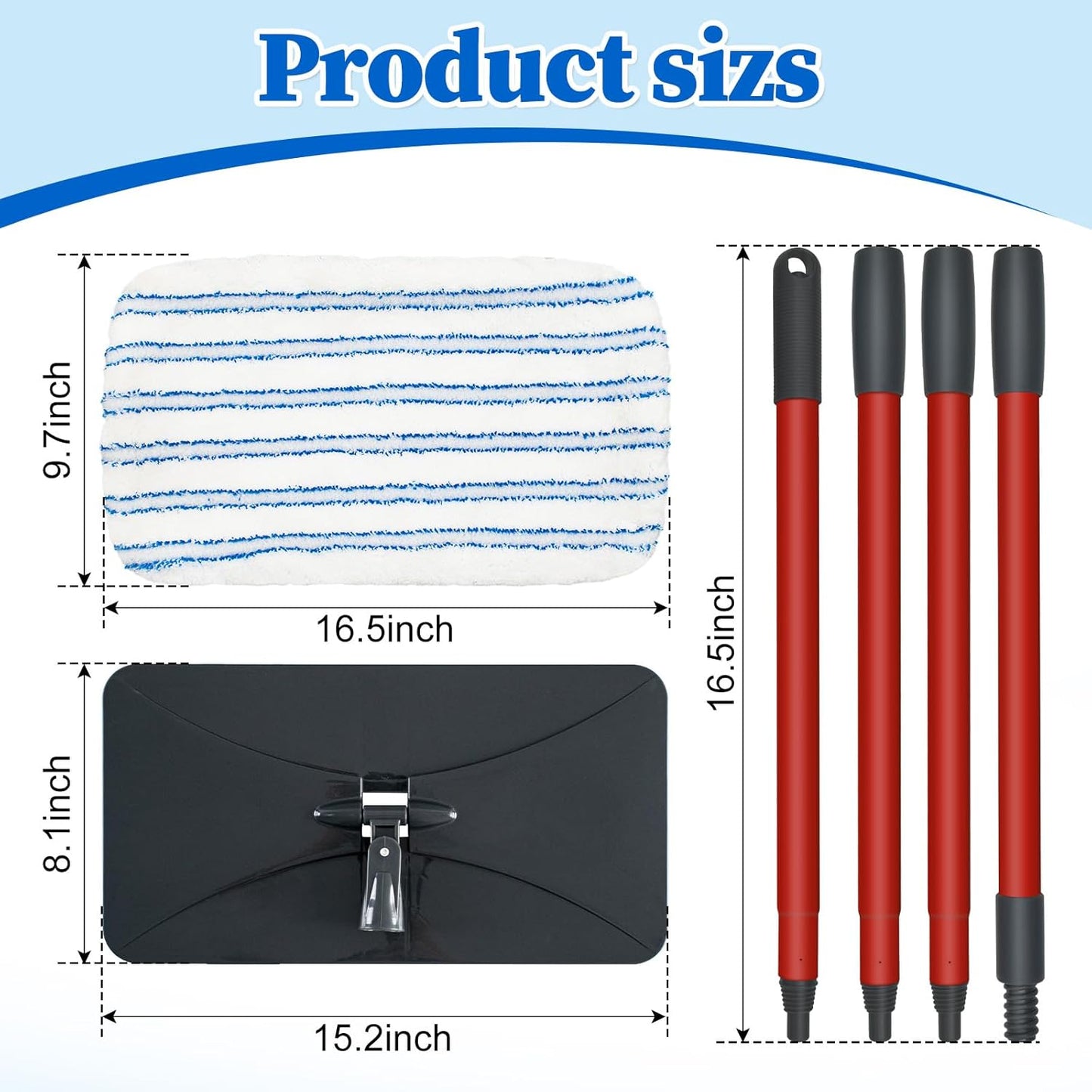 Microfiber Dust Mop Set for Floor Cleaning, Flat Mop for Wet & Dry to Clean Washable Flip Mops Pad for Ocedar Hardwood Floor 'N More 3-Action Mop, Adjustable 58" Mops Handle & 2 Reusable Refill & Base