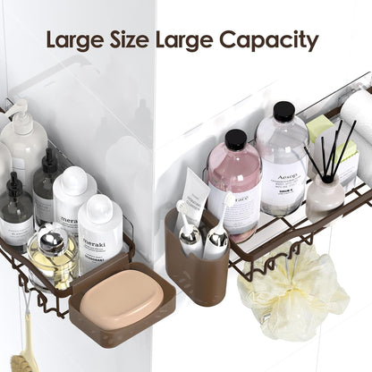 NESOMI Shower Caddy Adhesive Shower Organizer 7-Pack, Rustproof Stainless Steel Bathroom Shelves, Large Capacity No-Drill Rack Storage Accessories with Soap Dish Toothbrush Holder &24 Hooks Home Decor