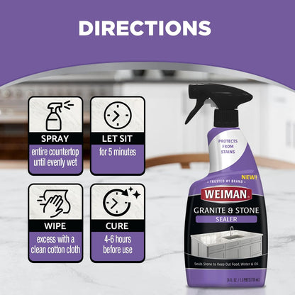 Weiman Disinfectant Granite Daily Clean & Shine (2 Pack with Polishing Cloth) Safely Clean Disinfect and Shine Granite Marble Soapstone Quartz Quartzite Slate Limestone Corian Laminate Tile Countertop