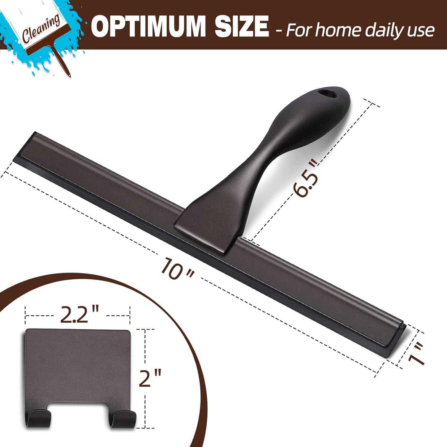 NETANY Shower Squeegee, 14-Inch Matte Black Squeegee, All-Purpose Stainless Steel Squeegee for Bathroom, Shower Doors, Mirrors, Tiles and Car Windows - 100% Streak Free