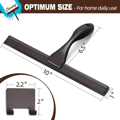 NETANY Shower Squeegee, 14-Inch Matte Black Squeegee, All-Purpose Stainless Steel Squeegee for Bathroom, Shower Doors, Mirrors, Tiles and Car Windows - 100% Streak Free