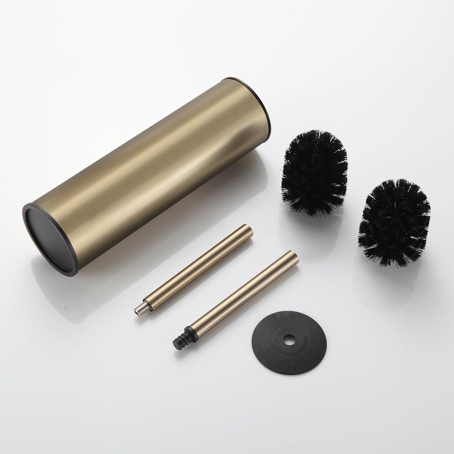 BGL Stainless Steel Toilet Brush with Holder, 2 Black Bristle Heads