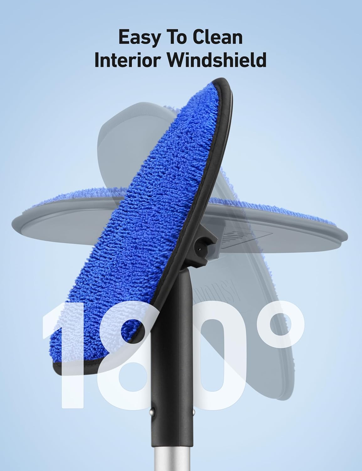 AstroAI Car Windshield Cleaner Tool, Window Cleaning Kit with 39in Car Mirror Squeegee, 4 Reusable Microfiber Pads and Extendable Handle, Blue
