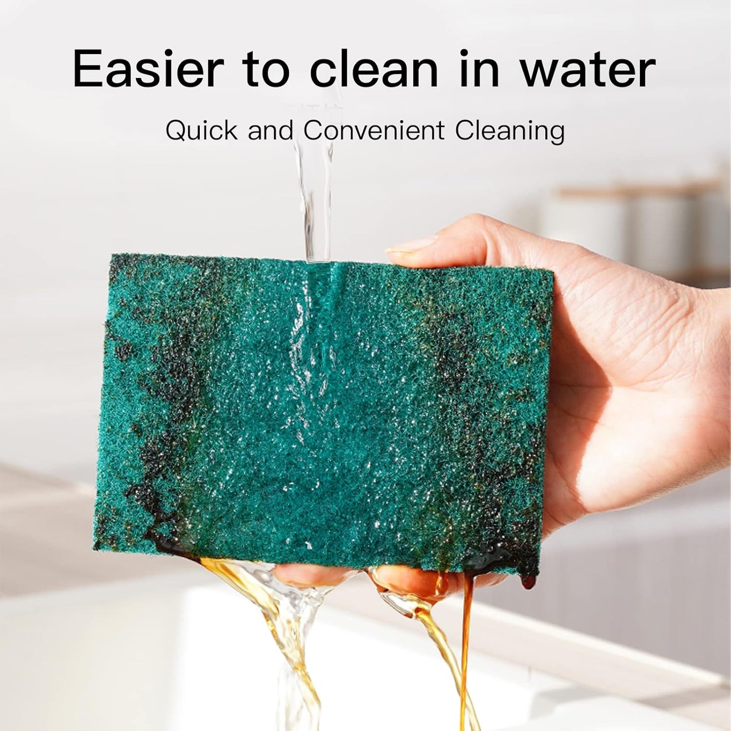 Heavy Duty Scour Pads Sponge Dish Scrubber Non-Scratch Green Reusable Household Scrub Pads for Kitchen and Dish Cleaning Tool (12Pcs)