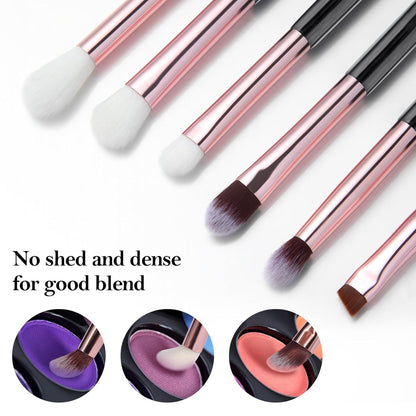 Eye Makeup Brush Set, 6 Pcs Professional Blending Eyeshadow Makeup Brushes for Concealer Eyebrows Eyeliner, Soft Hairs & Wood Handle