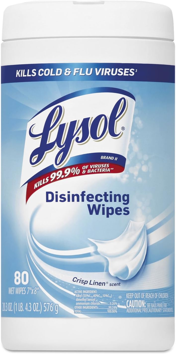 Lysol Disinfectant Wipes, Multi-Surface Antibacterial Cleaning Wipes, Dorm Room Essentials For Disinfecting and Cleaning, Lemon and Lime Blossom, 35 Count (Pack of 3)