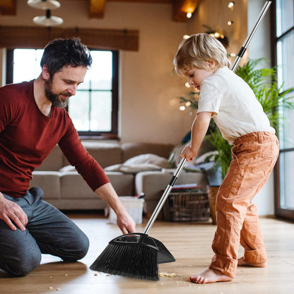 Dust Pan and Brush Set-Handheld Angled DustPan and Hand Broom Set, Large dust pan with handle,Heavy Duty Metal Dustpan and Brush Set Home For Small Item Sweeping Rubber Coated Easy to Grasp Handle