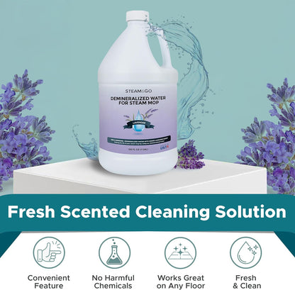 Steam & Go Demineralized Water for Steam Cleaner - PVC-Free Floor Cleaning Solution Compatible for All Steam Mops - Multi-Surface Cleaner for Home Surfaces - Lavender Scent, 32 oz