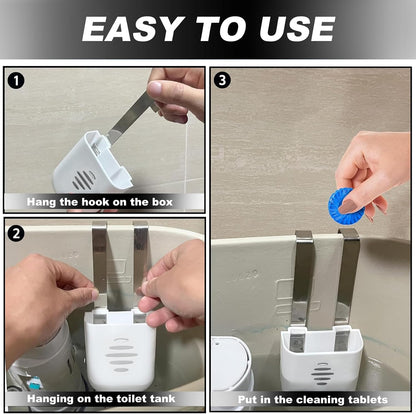 Toilet Tank Tablet Holder, Hanging Toilets Bowl for Toilets Tank Tablet, Plastic & Stainless Steel Tablets Organizer Reduces Dissolved Residue Buildup, Toilet Tank Accessory, White