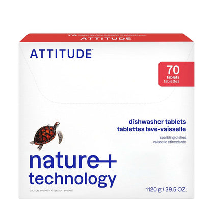ATTITUDE Dishwasher Pods, Plant-Based & Vegan, Phosphate-Free Detergent Tablets, Naturally Derived, Unscented, 26 Count