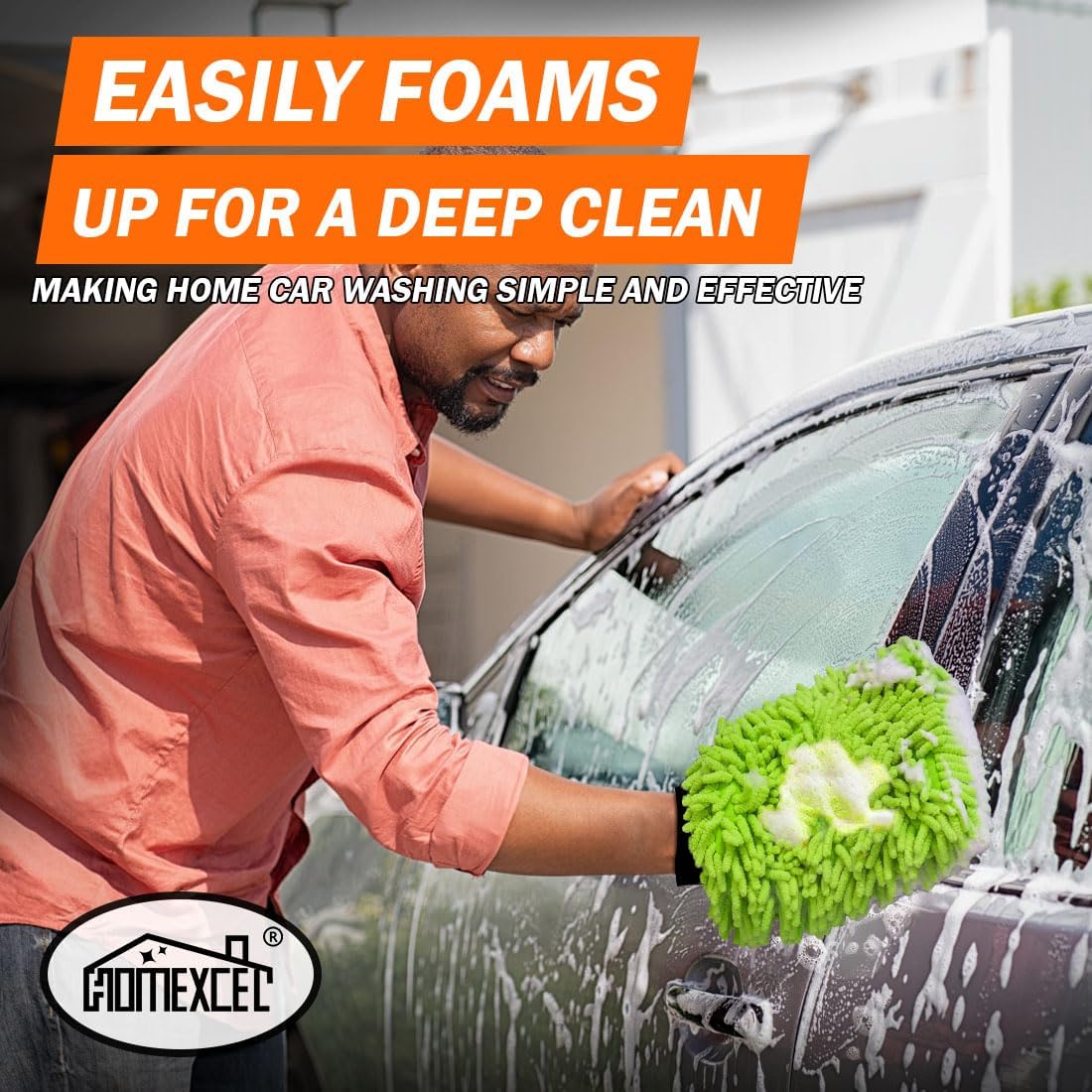 HOMEXCEL Car Wash Mitt, 2PK Chenille Microfiber Wash Mitt, Scratch-Free & Lint-Free, Rich Foam, Highly Absorbent, Double Sided, Perfect for Car Washing and Detailing, 10.2" x 6.7 ", Grey