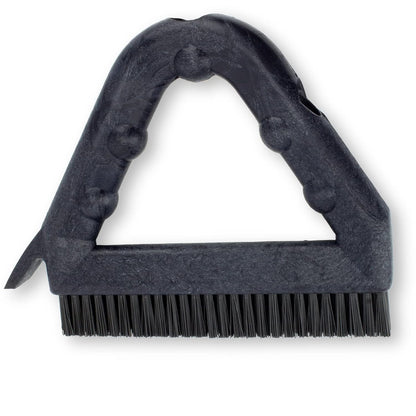 SPARTA Plastic Commercial Grout Brush, Triangle-Shaped Scrub Brush with Scraper and Two Threaded Holes for Attaching Handle (Sold Separately), 9 x 7 x 7 Inches, Gray