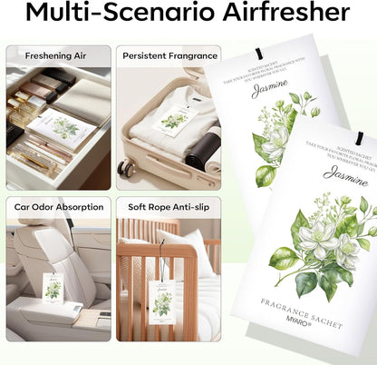 MYARO 12 Pack Fresh Linen Scented Sachets for Drawer, Closet & Car Air Freshener Bags | Odor Eliminator & Fabric Refresher | Crisp, Clean Home Fragrance Gift Set