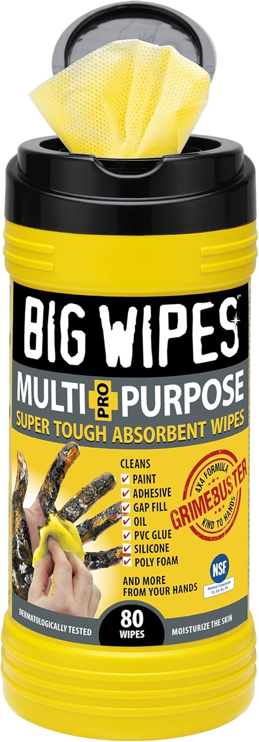 BIG WIPES Heavy Duty Industrial Textured Scrubbing Wipes (80 Count (Pack of 1), Multi-Purpose)