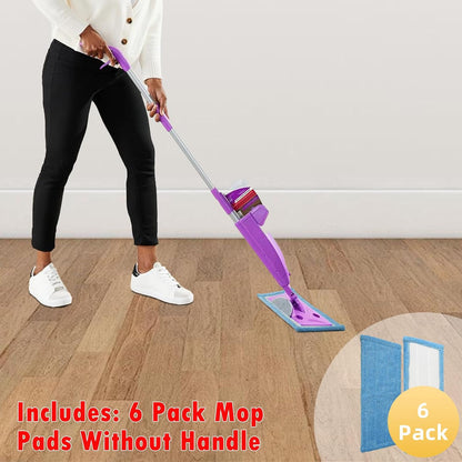 6 Pack Reusable Microfiber Pads for Rejuvenate Microfiber Mop, Compatible with Rejuvenate Click N Clean Multi-Surface Spray Mop, Machine Washable Microfiber Pad Refill for All Floors Without Handle